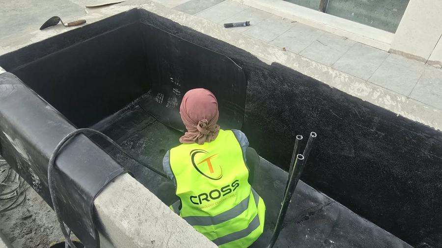 Waterproofing planter boxes, Ghosna Center